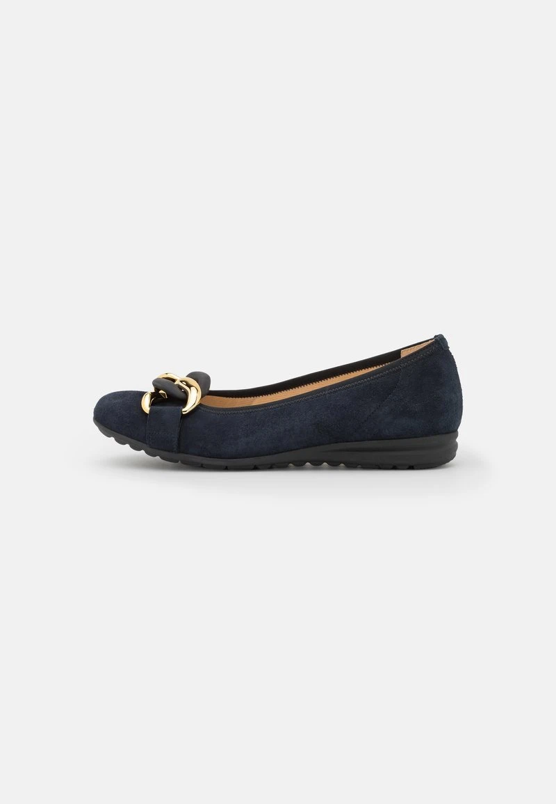 Gabor Comfort Klassischer Ballerina - Dark Blue/uni Gold 2 Gabor Comfort Klassischer Ballerina - Dark Blue/uni Gold – Bild 2