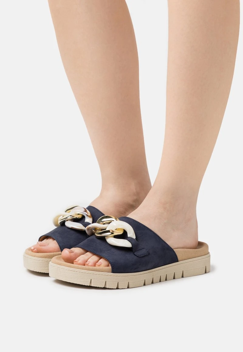 Gabor Pantolette Flach - Blue/beige 1 Gabor Pantolette Flach - Blue/beige