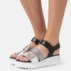 Gabor Plateausandalette - Silber/stone/schwarz