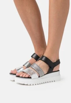 Gabor Plateausandalette - Silber/stone/schwarz