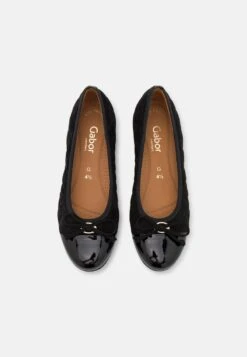 Gabor Comfort Klassischer Ballerina - Schwarz/gold -Gabor Schuhe Geschaft 606b32a8835b4c09af3783bcb30d055d