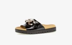 Gabor Pantolette Flach - Schwarz (gold)