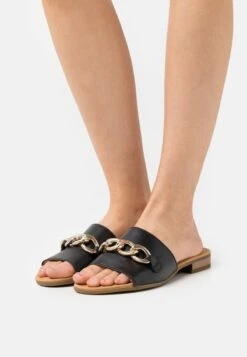 Gabor Comfort Pantolette Flach - Schwarz/gold