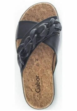 Gabor Pantolette Flach - Schwarz Kork Uni -Gabor Schuhe Geschaft c54b08212e744cf09ab67dd9627cb435