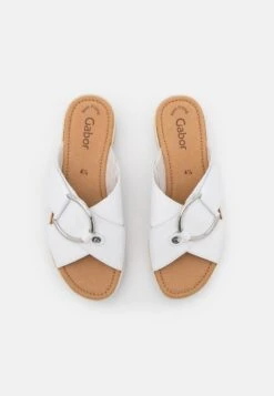 Gabor Pantolette Flach - Weiß -Gabor Schuhe Geschaft d9b21e9676044aedaf5acdddc35cef6a