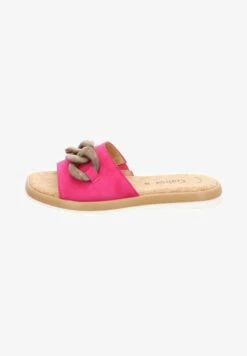 Gabor Pantolette Flach - Pink/kork Holz