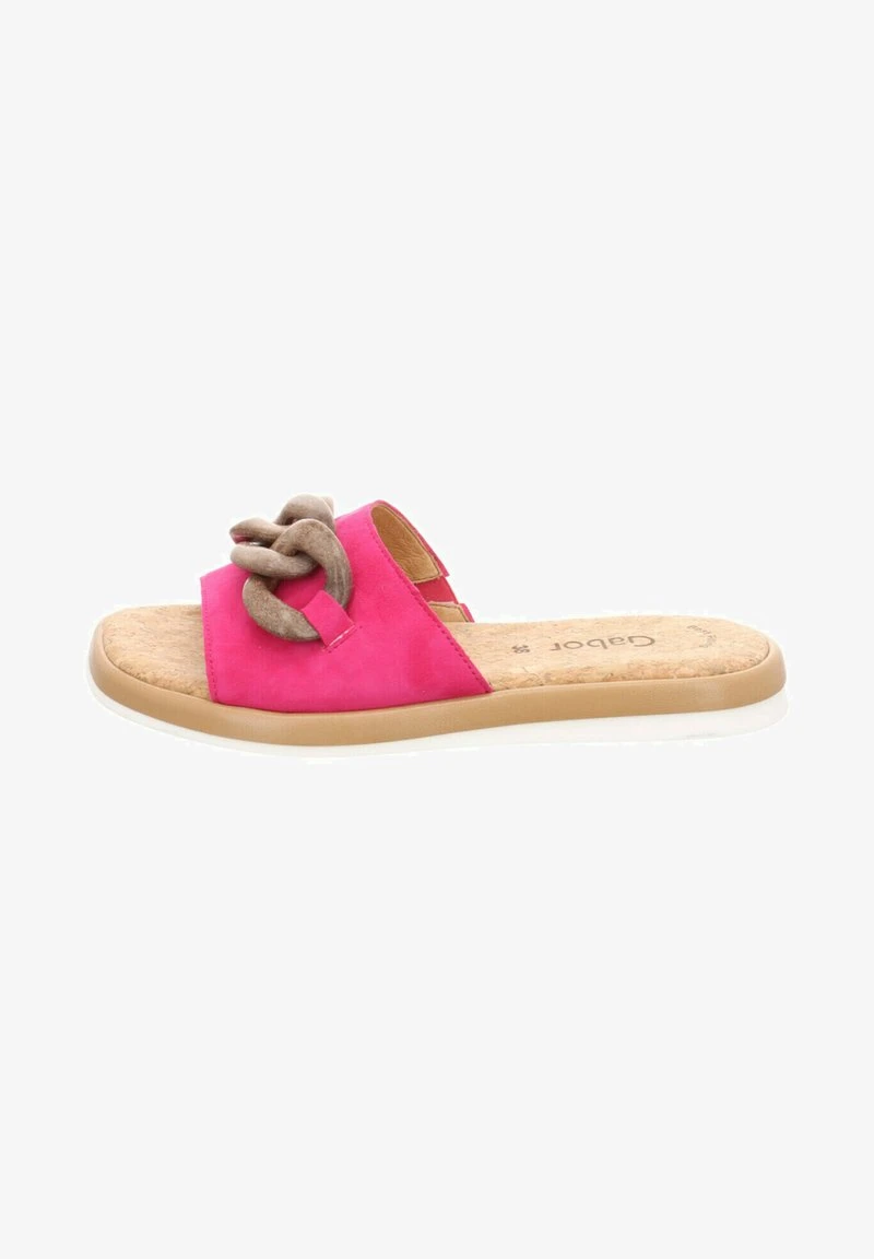 Gabor Pantolette Flach - Pink/kork Holz 1 Gabor Pantolette Flach - Pink/kork Holz